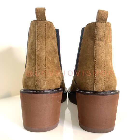 Minimalist | Cecelia for Anthropologie Tan Suede Platform Pull-On Boot | Wedge - Picture 6 of 16